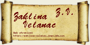 Žaklina Velanac vizit kartica